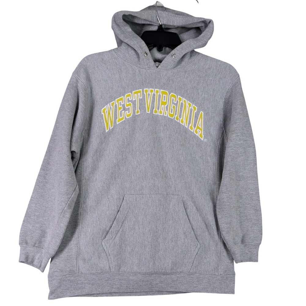 West Virginia University Hoodie Women L Heavyweight Gameday Pullover Patches